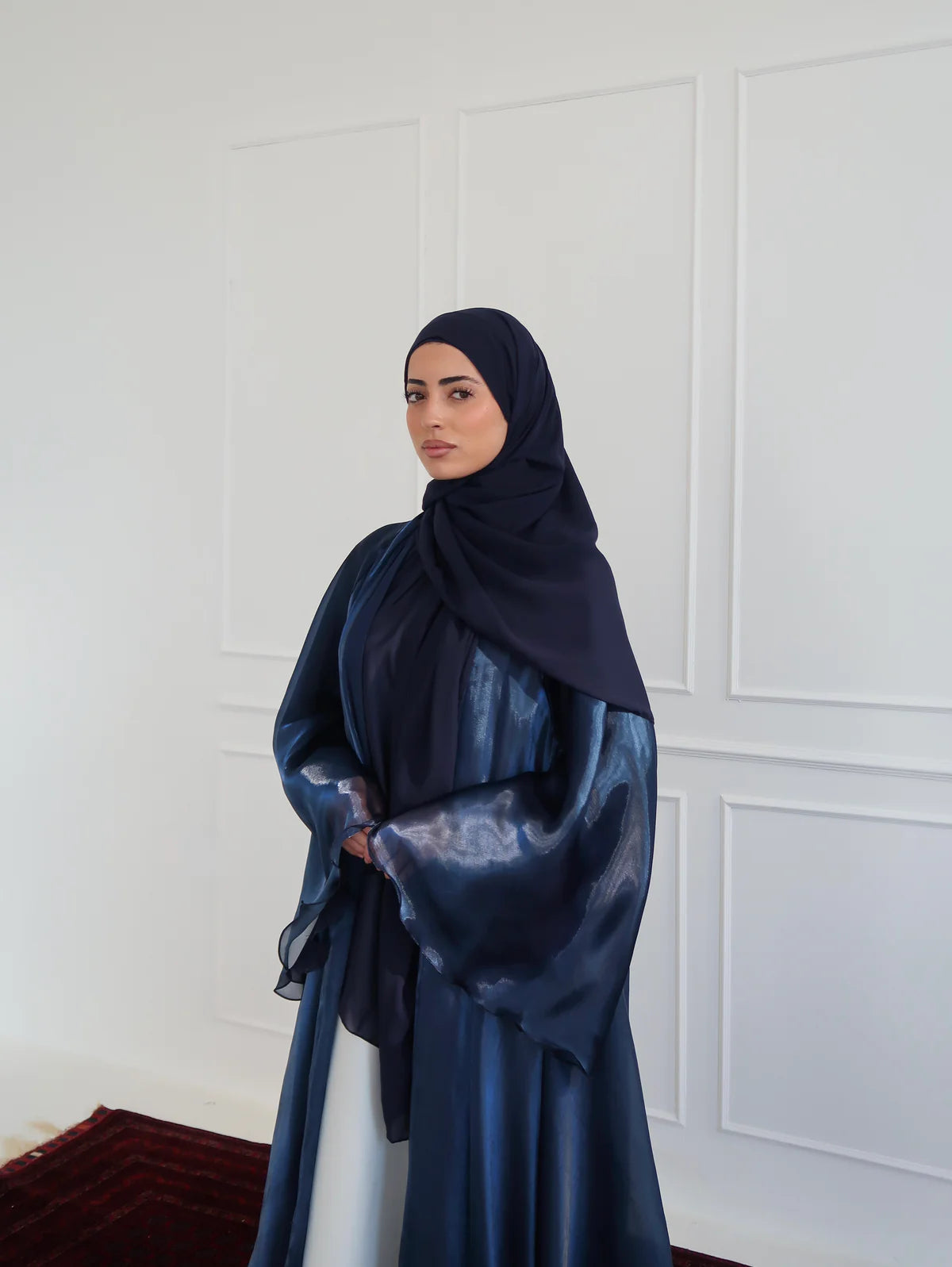 Satin Grace Dark Blue Abaya