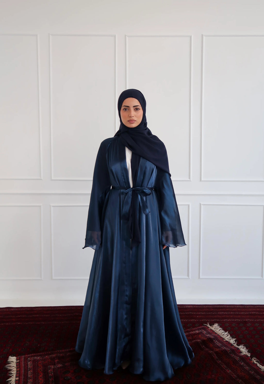Satin Grace Dark Blue Abaya