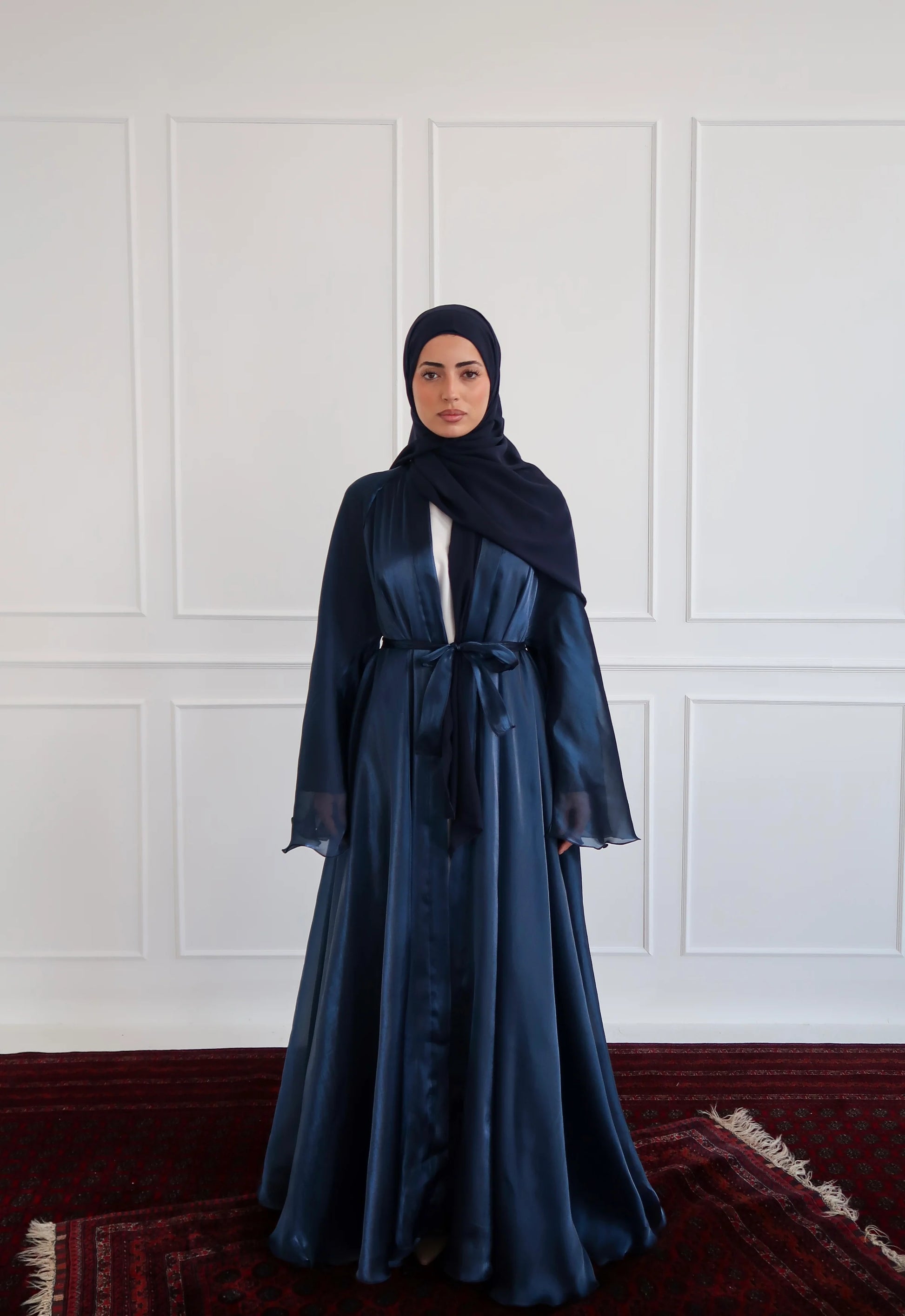 Satin Grace Dark Blue Abaya